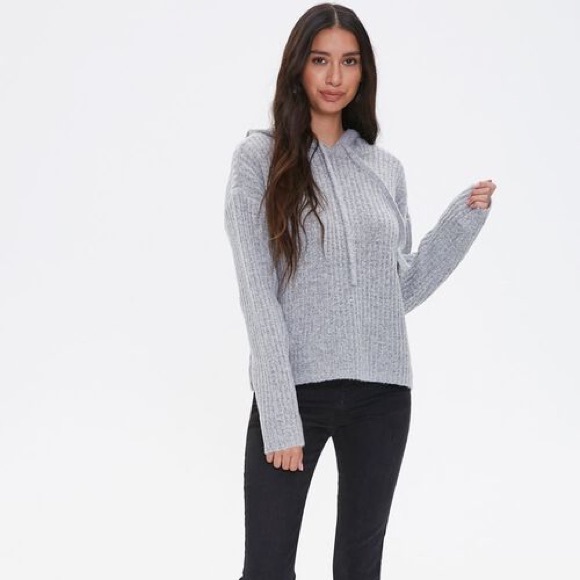 Soft Lounge Ribbed Sweater-Knit Hoodie - Picture 4 of 5